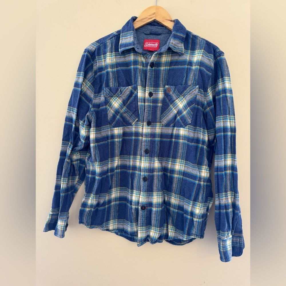 Coleman Blue and Green Plaid Button-Down Shirt